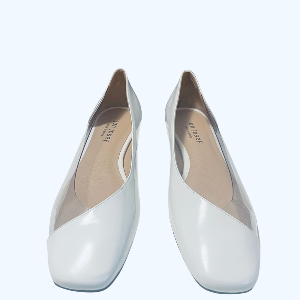 Anthropologie Jon Josef Punk White Patent Leather Shoes 9 1/2